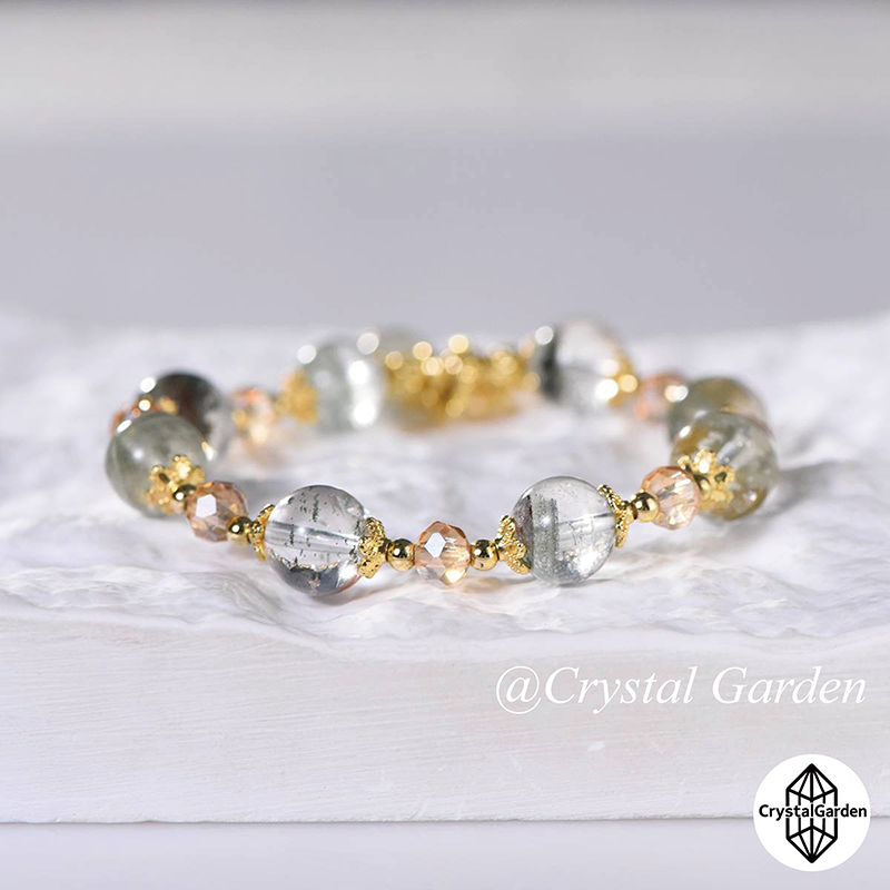 10mm Green Phantom Quartz Snowflake Bracelet - Image 2