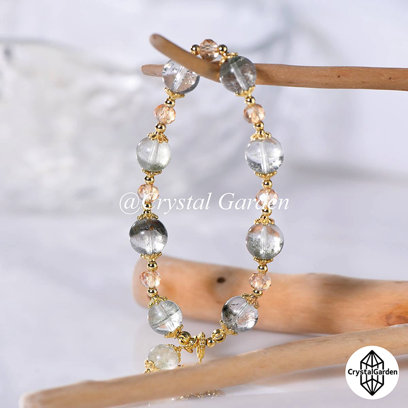 10mm Green Phantom Quartz Snowflake Bracelet - Image 3