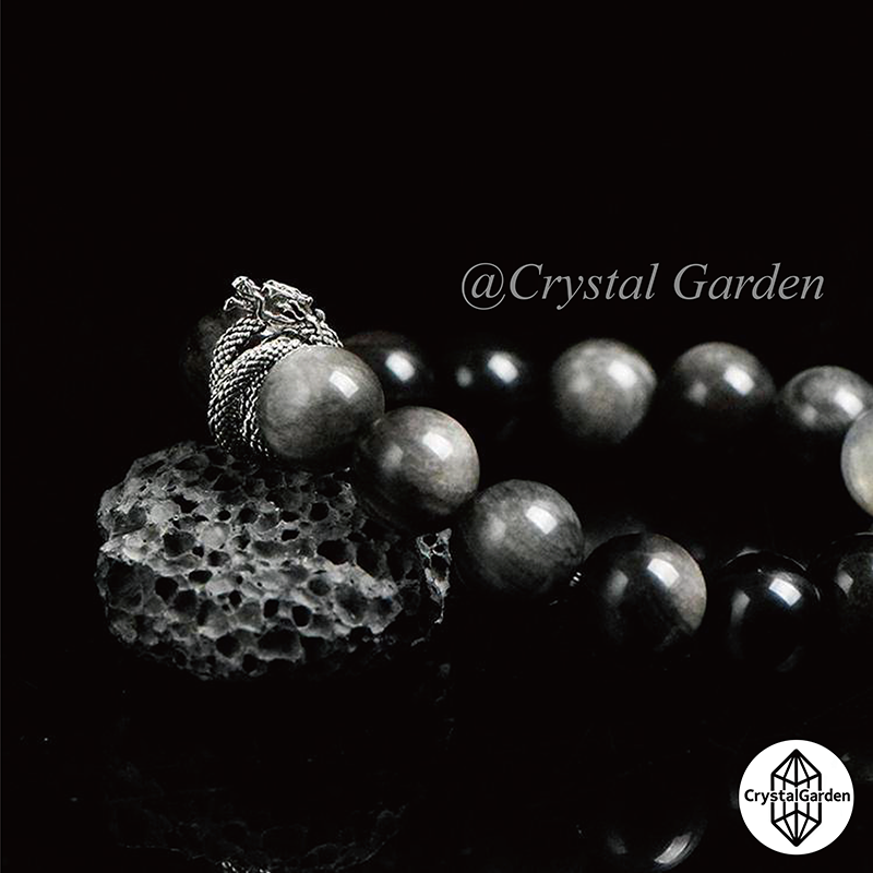 10mm Sliver Obsidian with Labradorite Snake Bracelet - Image 2