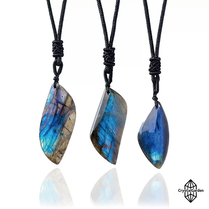 Labradorite Leaf Pendants - Image 3