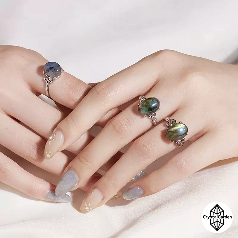 Labradorite Egg-shaped Rings - Image 4