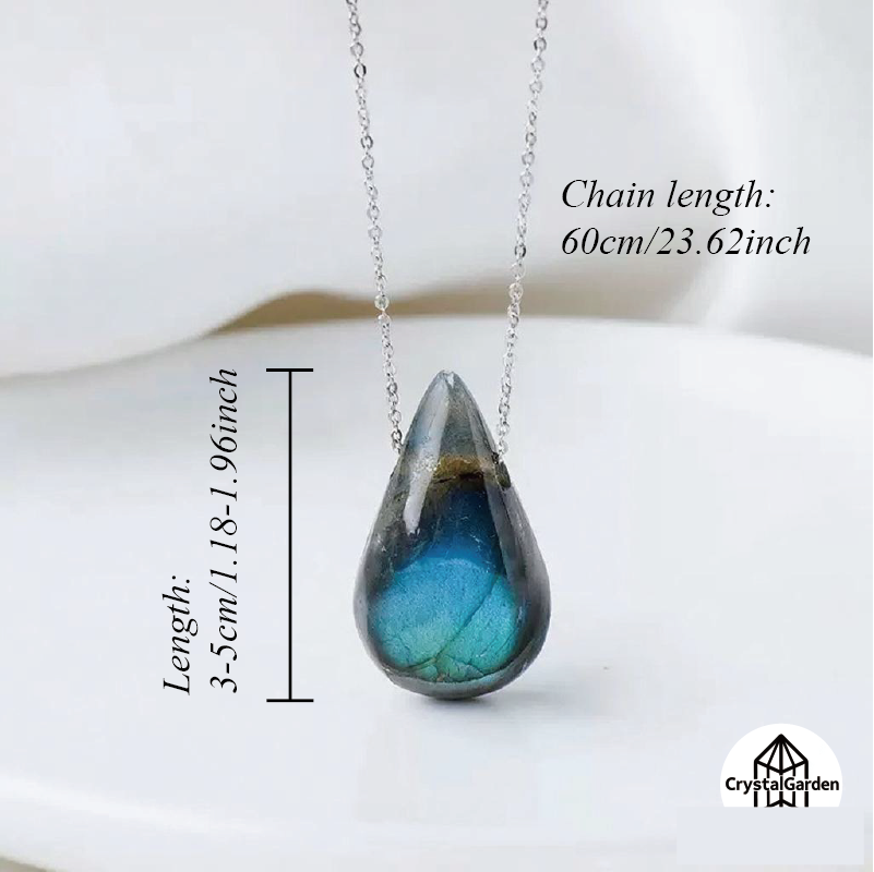 Blue Flash Labradorite Tear Drop Pendants - Image 2