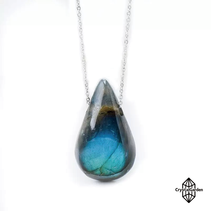 Blue Flash Labradorite Tear Drop Pendants - Image 4