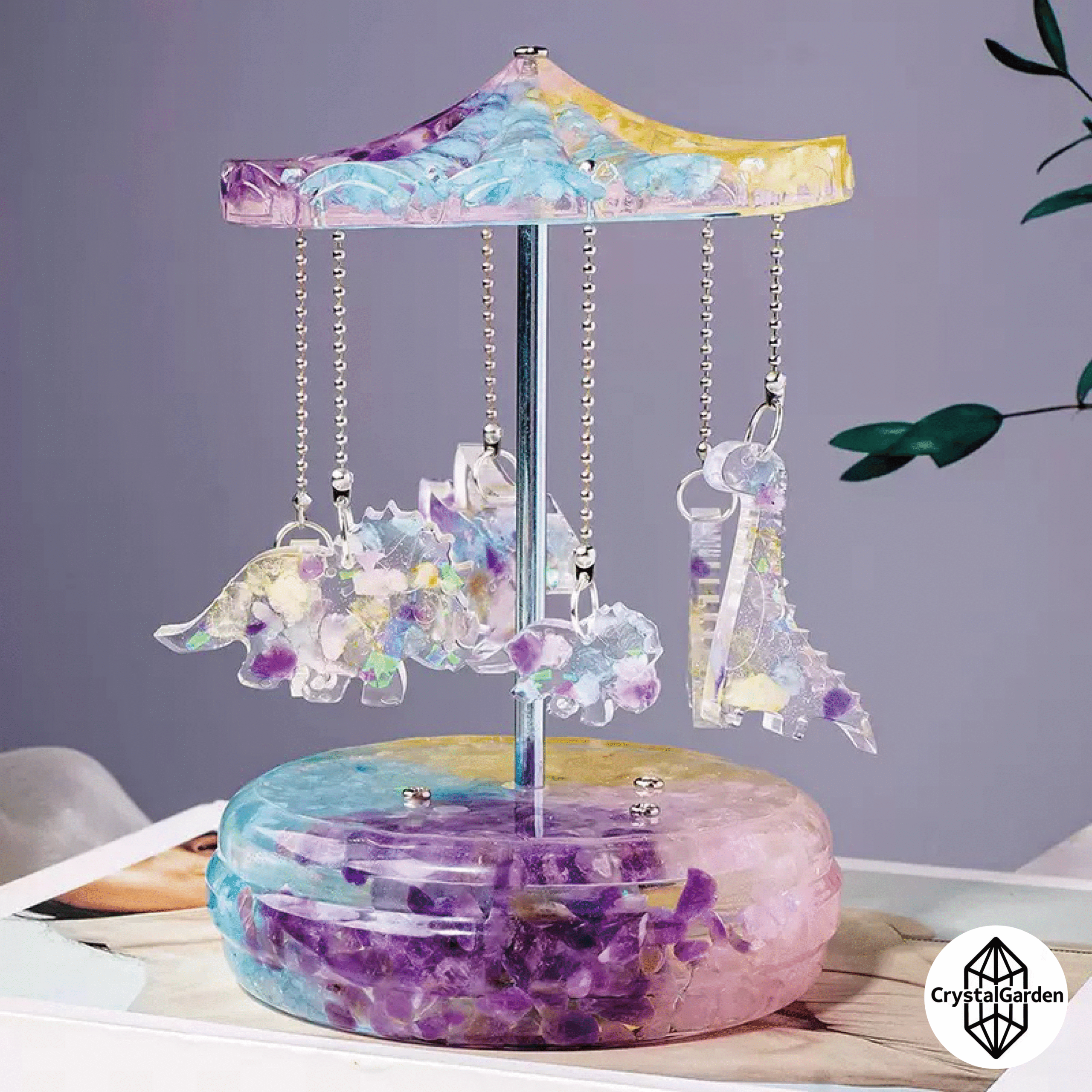 Natural Crystal Chips Music Box
