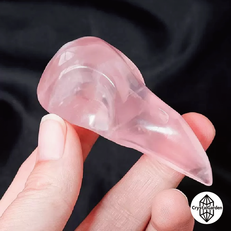 Rose Quartz Crow Skull Carvings - Image 3