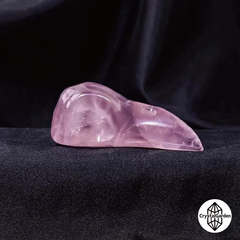Rose Quartz Crow Skull Carvings - Image 4