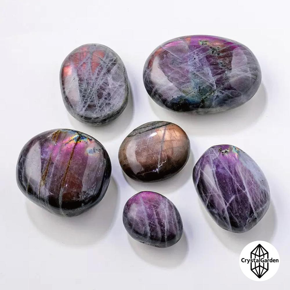 Purple Flash Labradorite Palm Stone - Image 3