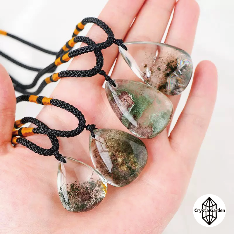 Green Phantom Quartz Tear Drop Pendants - Image 3