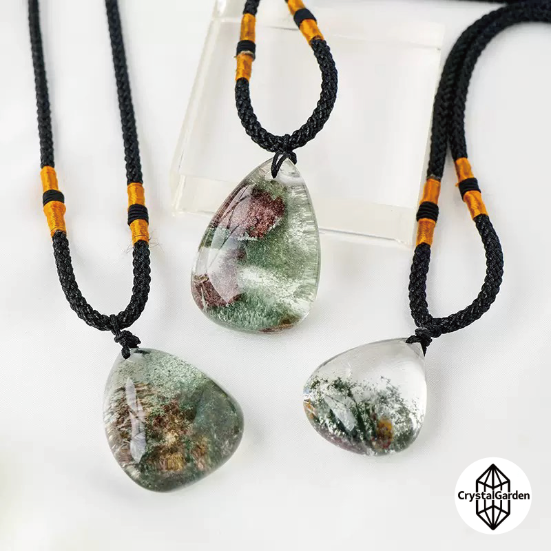 Green Phantom Quartz Tear Drop Pendants - Image 4