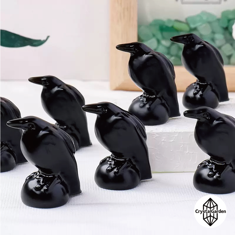 Black Obsidian Crow Carvings - Image 4