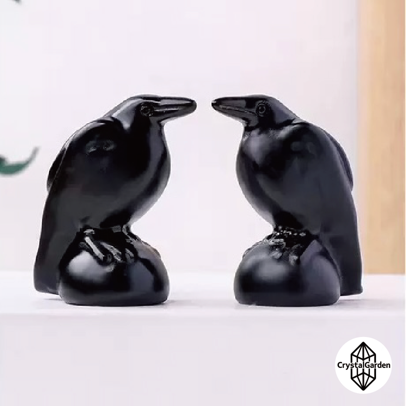 Black Obsidian Crow Carvings - Image 3