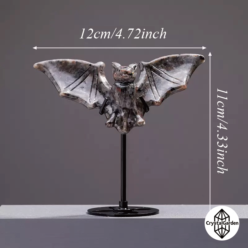 Black Obsidian & Garnet Bat Carving - Image 2