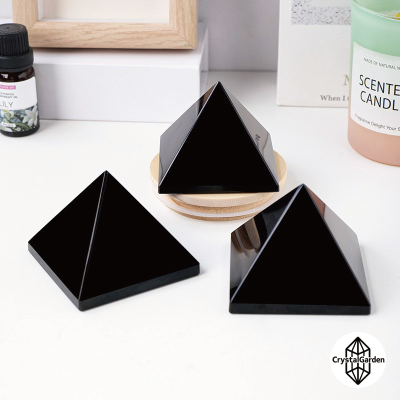 Black Obsidian Pyramid Ornaments Carvings - Image 2