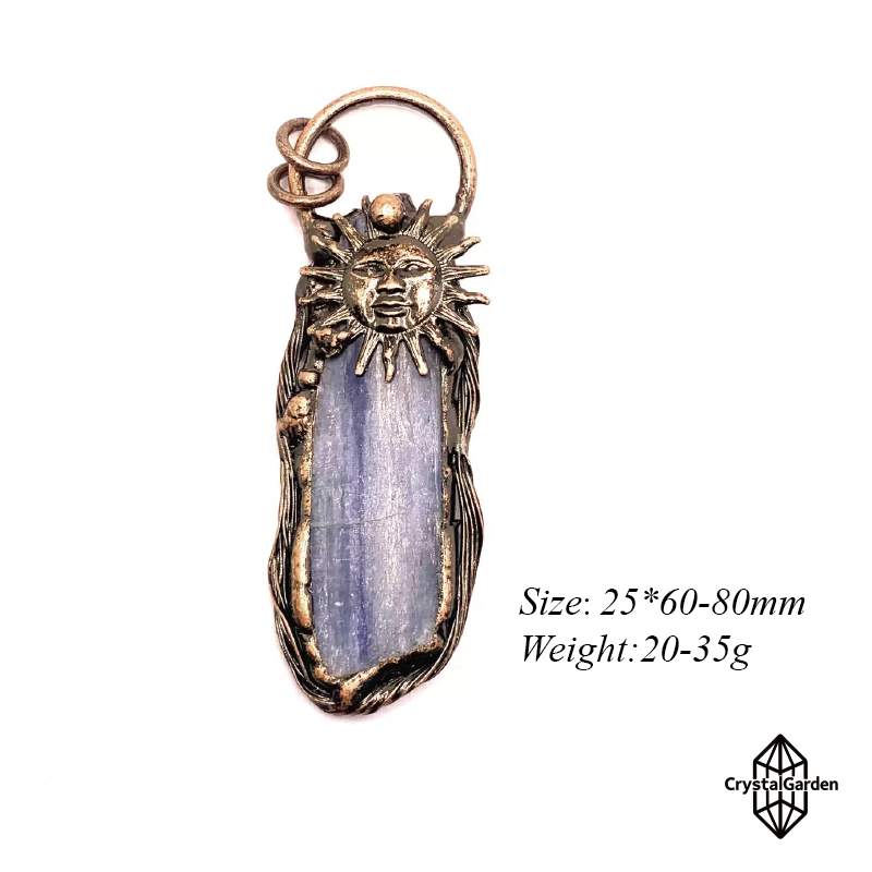 Kyanite Sun God Retro Design Pendant - Image 4